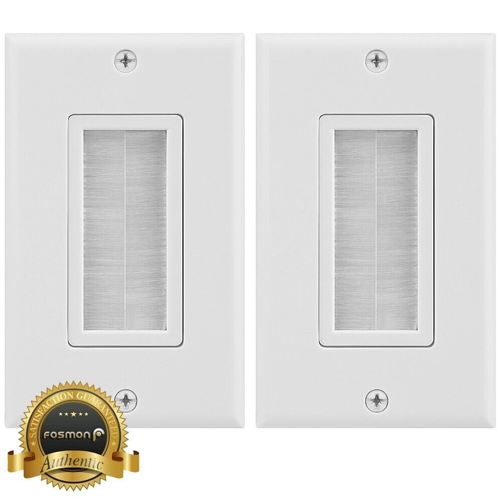 Fosmon 2x Single 1 Gang Brush Organize Bulk Wire Cable Wall Plate Include Screws
