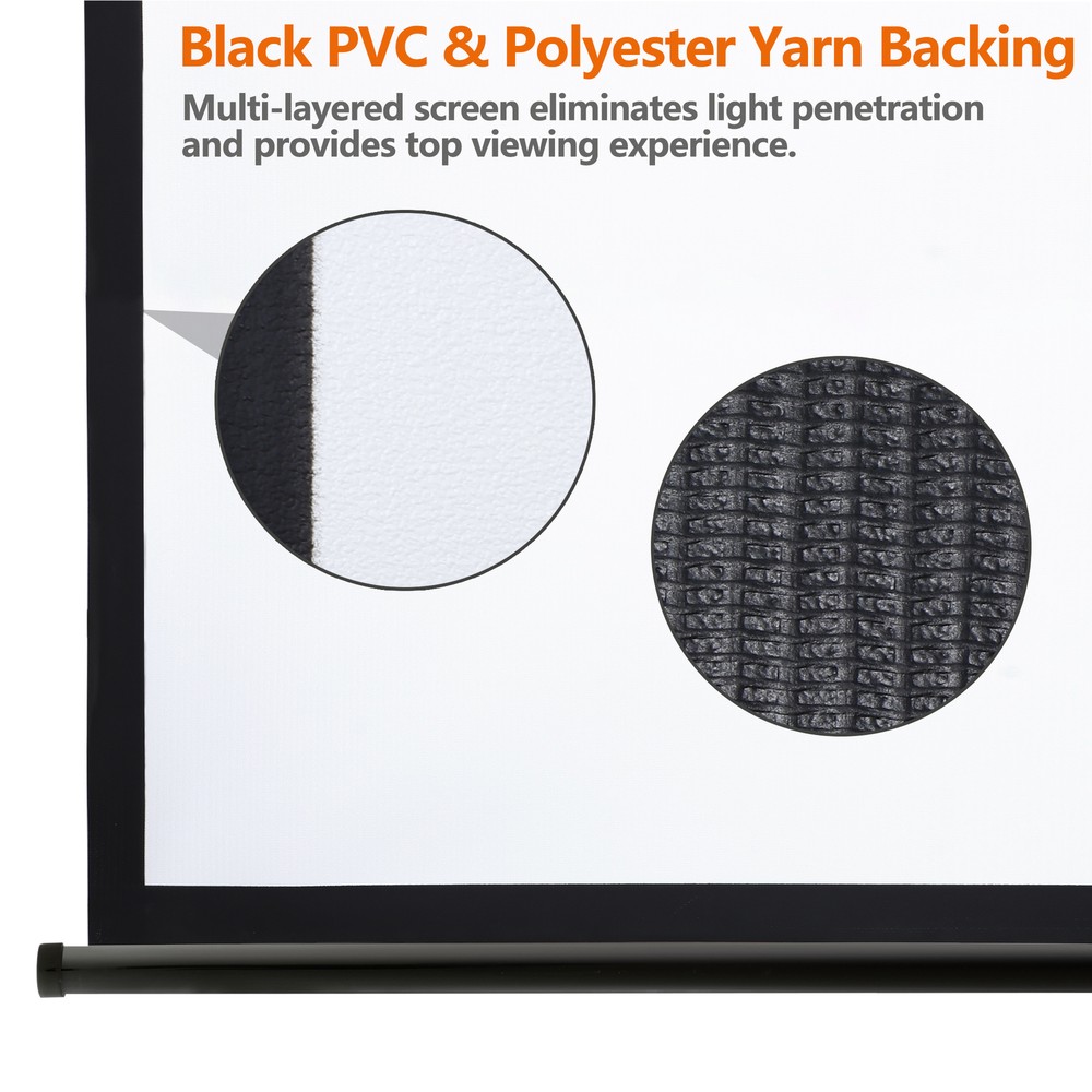 100" Projector Screen Manual Pull Down Projection Screen Theater 16:10 4K Black