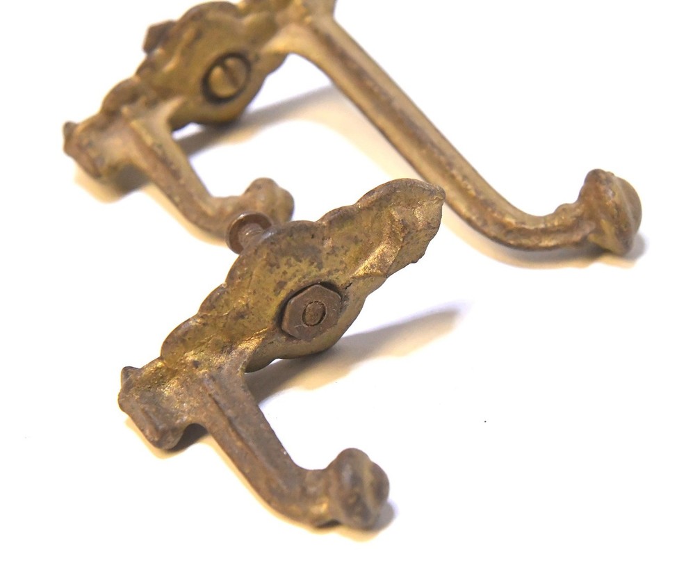 2 DIFFERENT SIZE METAL WALL MOUNT HAT OR COAT HOOKS WITH MATCHING DESIGN