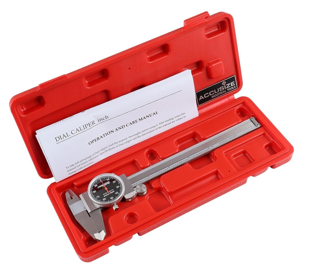 Tools 0-6" x 0.001" (Range x Resolution) Dial Caliper, Black Face Red Needle