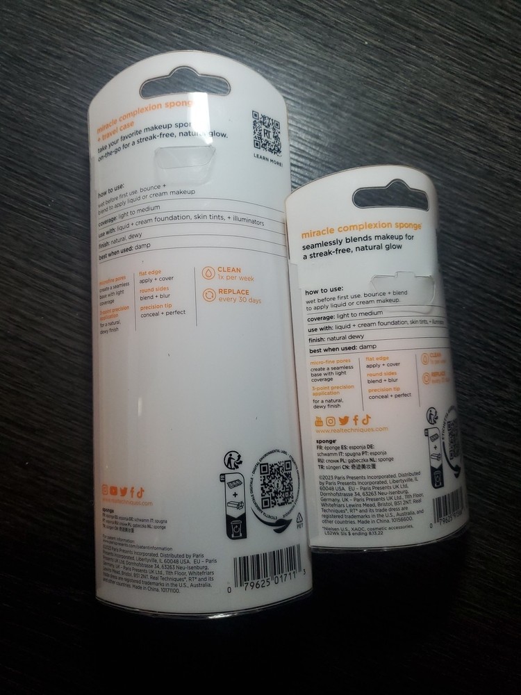 Real Techniques Miracle Complexion Sponge Light To Medium Coverage 2 ct w/ Case