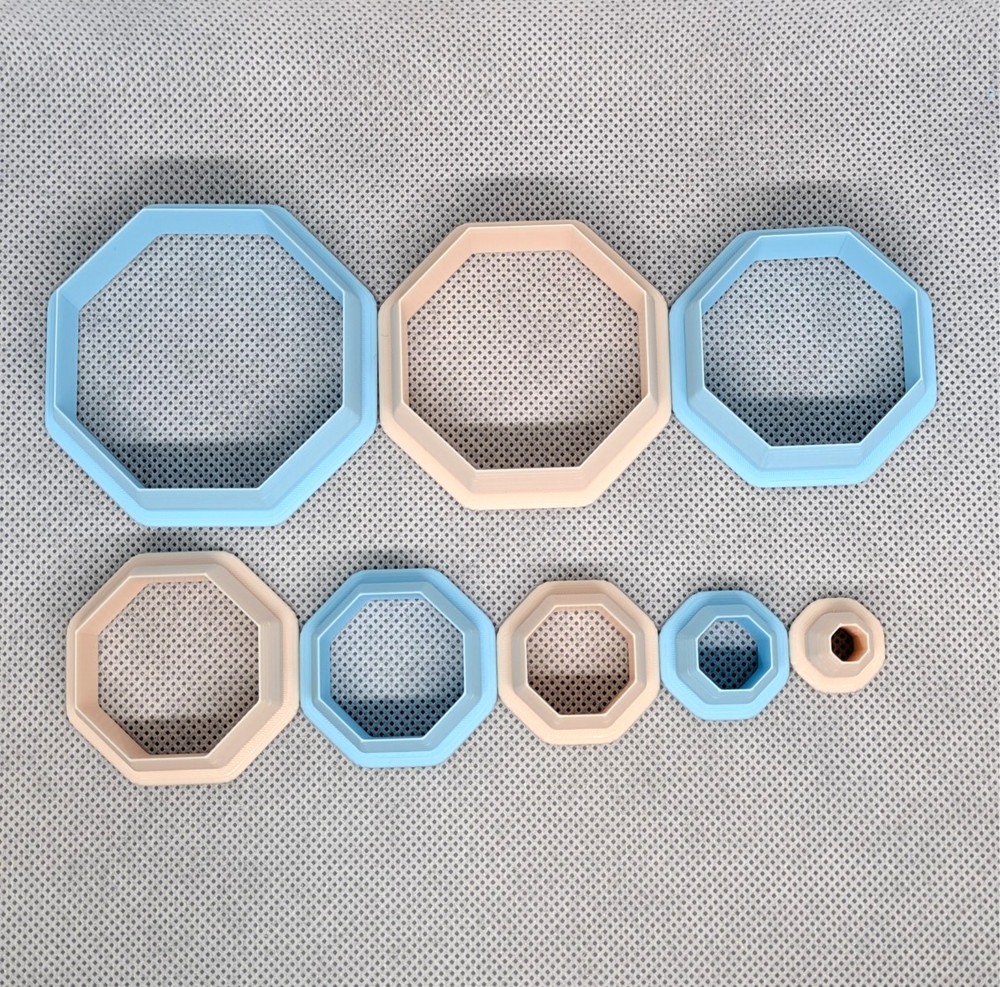 Octagon Clay Cutter Shape Set ~ Polymer Crafting Tool ~ Stackable Outline