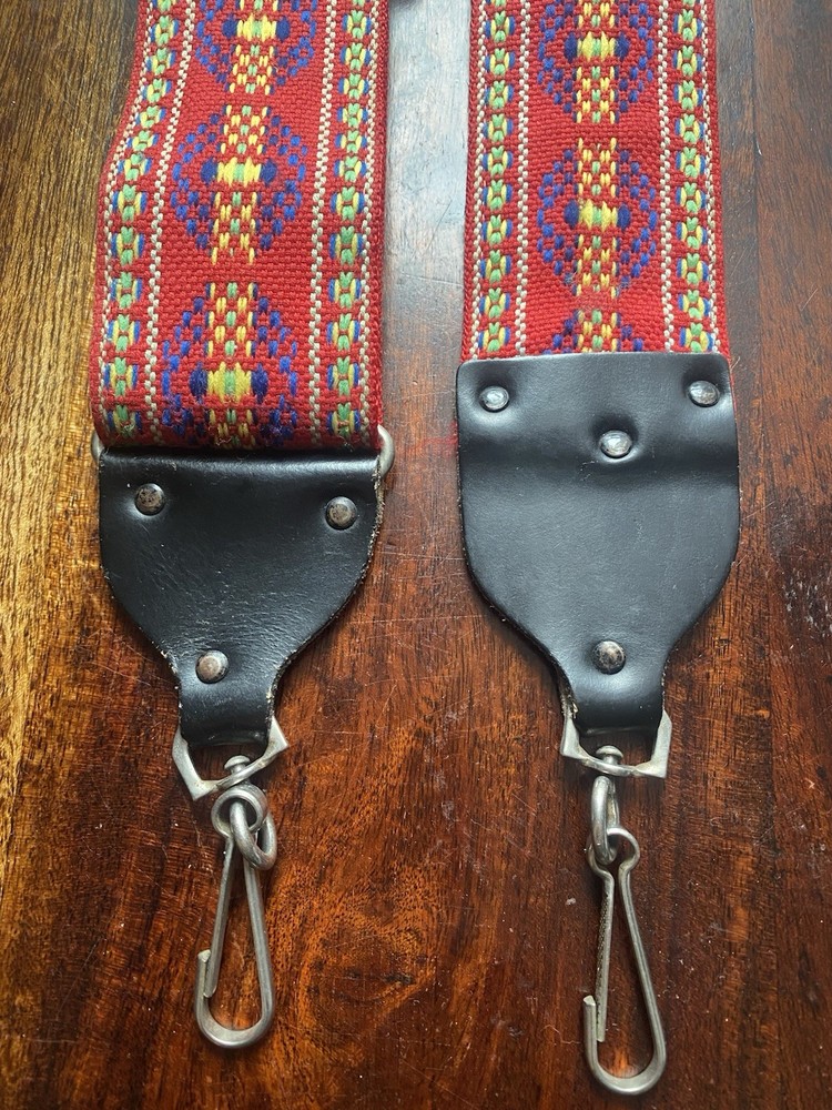 VINTAGE Woven Camera Strap Southwest Pattern Leather Ends Adjustable, 70’s- 80’s