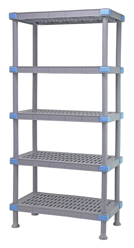 Quantum QP183686VS-5 NSF Millenia Gray Polymer 5 Shelf Vented Shelving Unit -...
