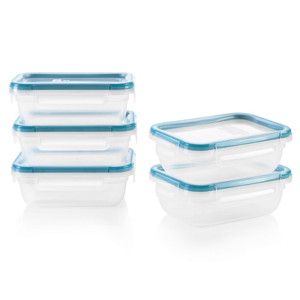 Snapware Plastic Total Solution 5-Pack (3-Cup) Food Storage 10 PC Set, WHITE