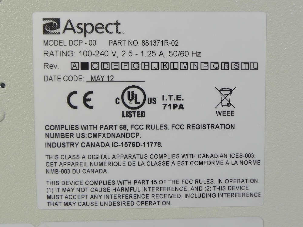 Aspect DCP-00 881371R-02 Digital Communications Processor