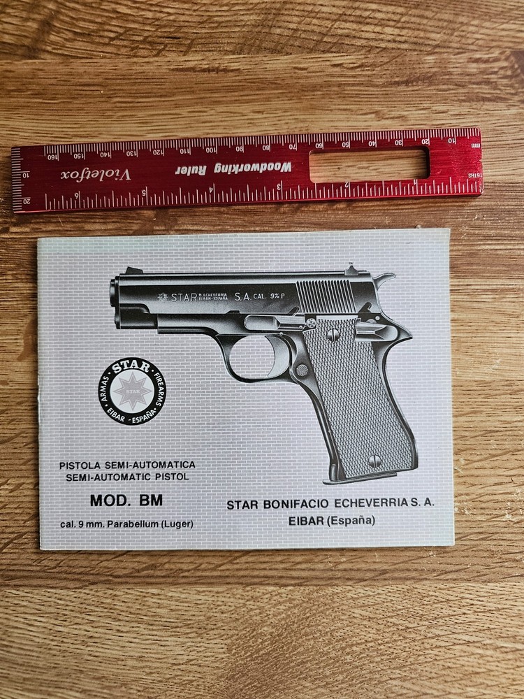 Star BM 9mm manual. Multi lingual. 24 pgs