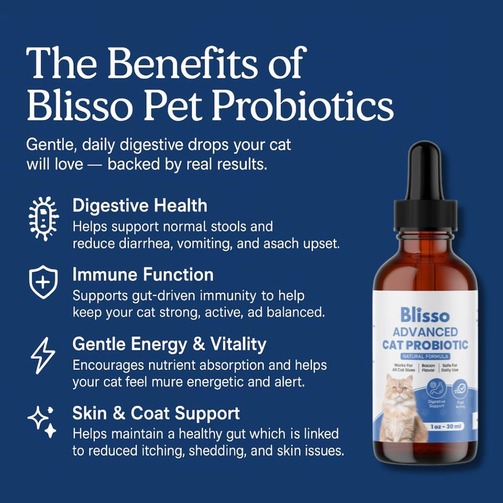 Pet Advanced Cat Probiotic Drops – Digestive Support for Cats with Diarrhea, Vom