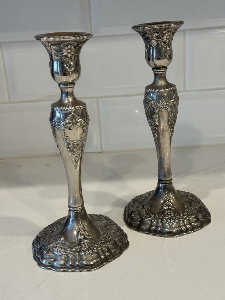 Pair Of Silver Plated  9.5 Candlestick Holders