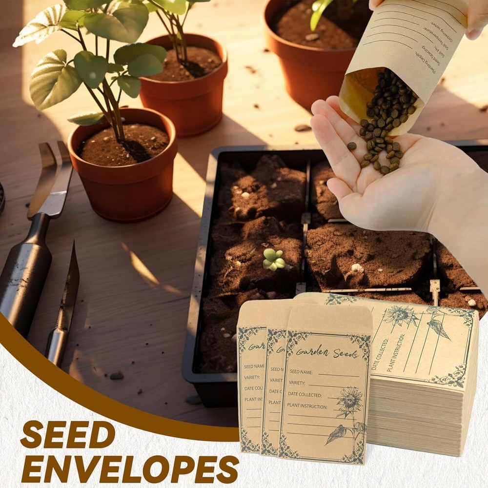 100 Pieces Seed Envelopes - Seed Packets Envelopes Self Adhesive Sealing Seed Sa