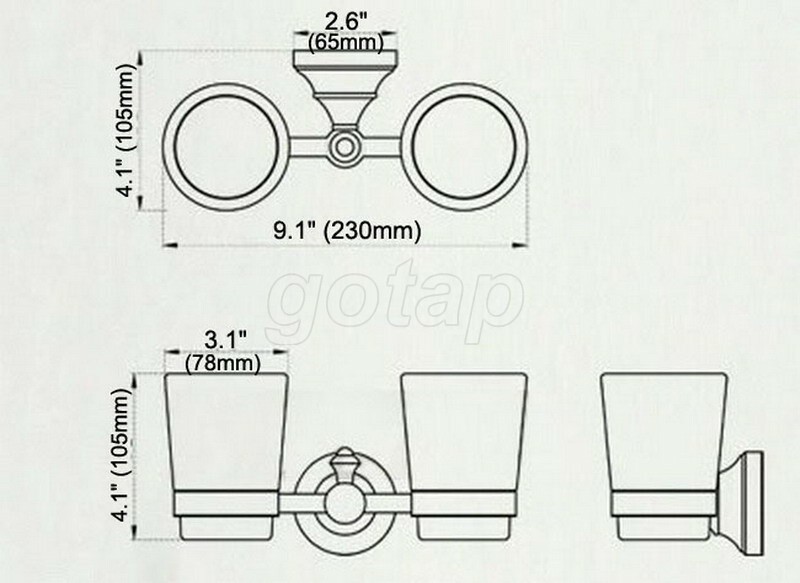 Oil Rubbed Bronze Wall Mounted Double Toothbrush Holder with Two Ceramic Cups