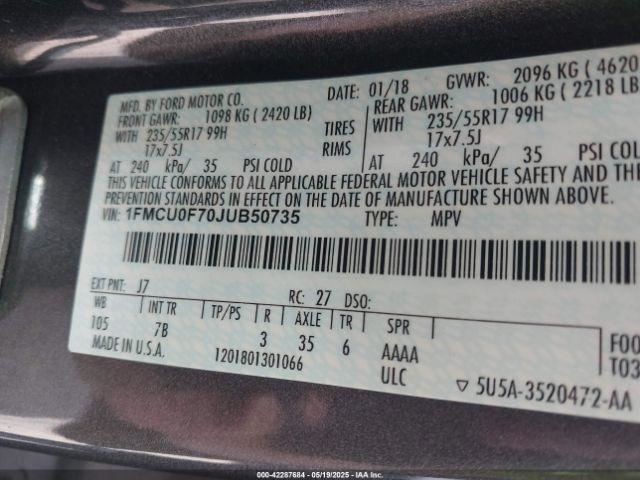 ESCAPE 2018 Windshield Wiper Motor 4748641