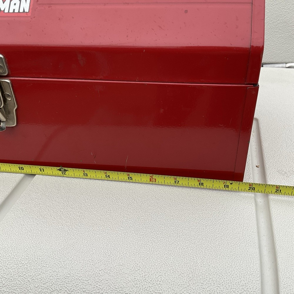 Vintage Craftsman Metal Tool Box - Red With Handle
