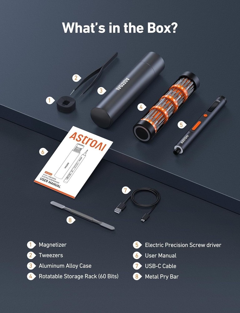 Robust Mini Electric Screwdriver with Fast Charging & LCD Display - 63 Tools