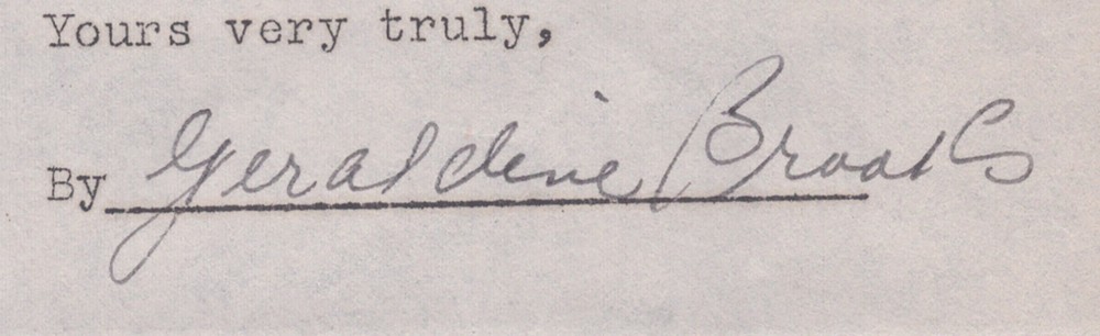 GERALDINE BROOKS - DOCUMENT DOUBLE SIGNED 02/24/1947