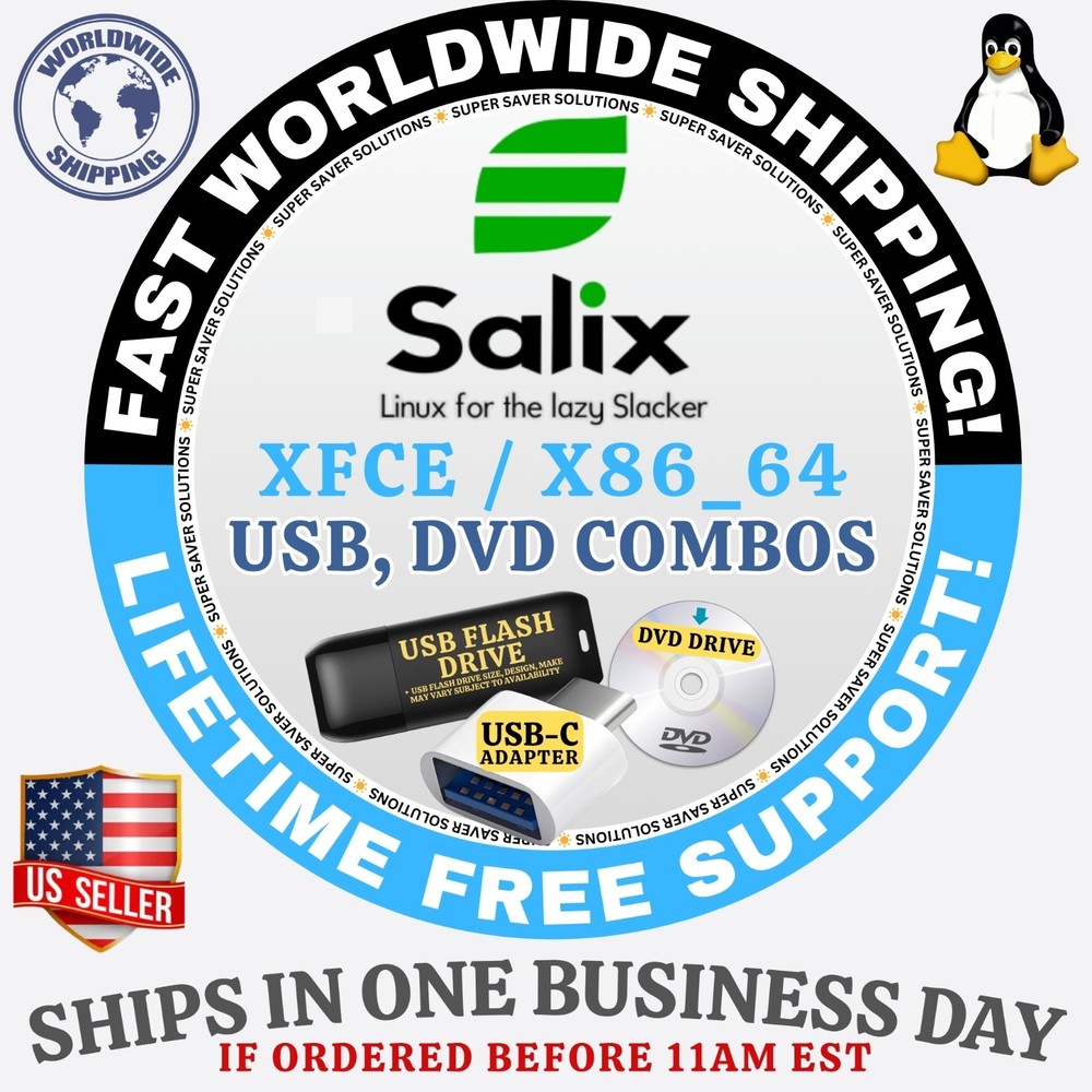 SALIX LINUX OS | XFCE | ALL LATEST ISO BUILDs | DVD, USB COMBOS | FAST SHIP