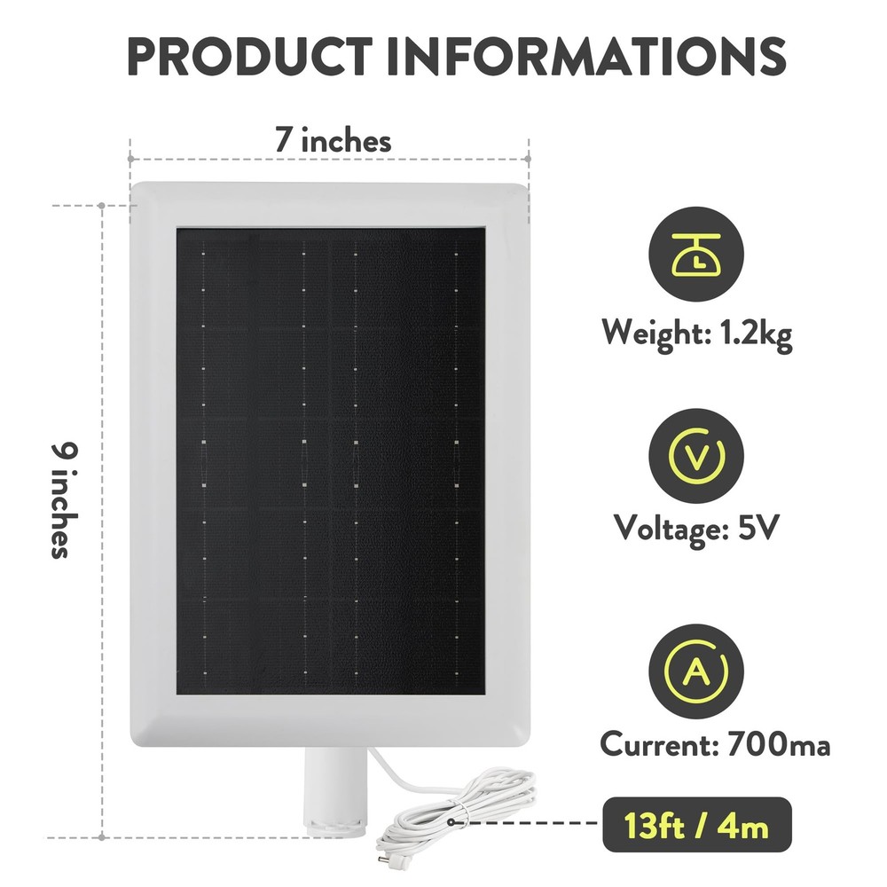 Ring Solar Panel(2nd Generation), 2-Pack 5W 5W--2Pack White(8.7inch)