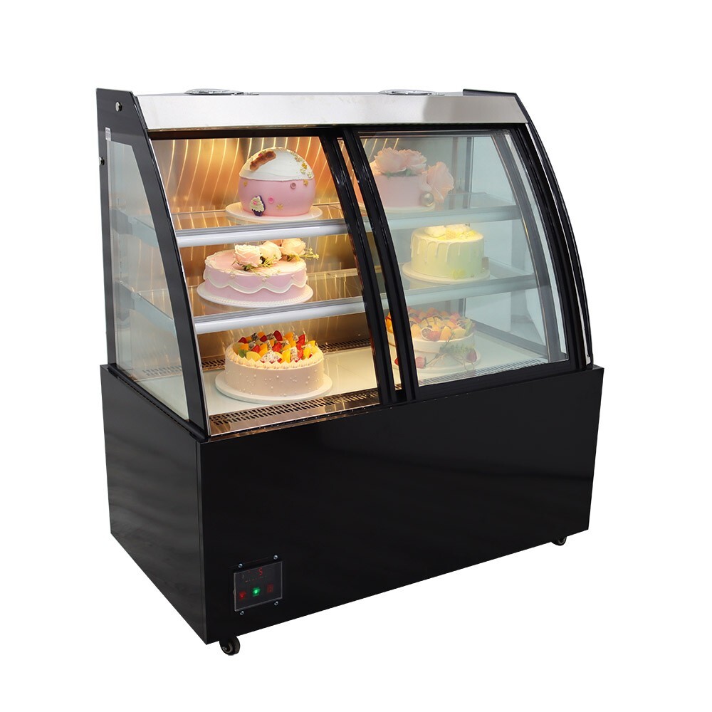 47.24''Length Floor Type Refrigerated Cake Display Case w/Wheel Front Open 220V