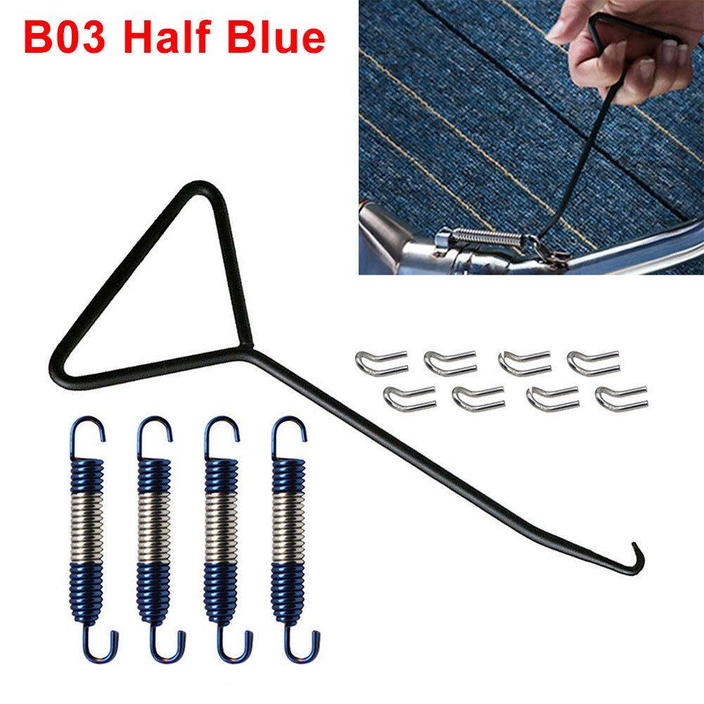 Motorcycle Exhaust Pipe Muffler Mounting Springs Hooks Set Link B03 Half Blue
