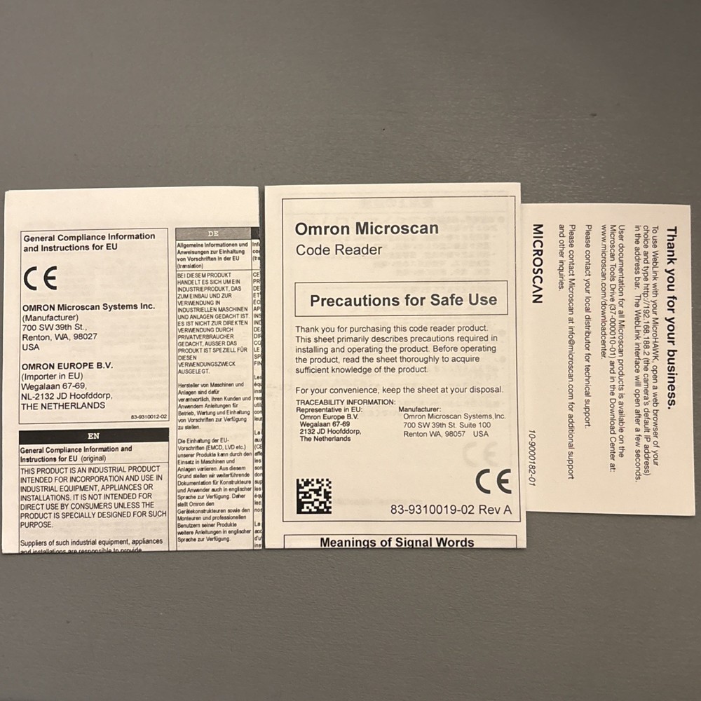 Omron MicroHAWK ID-45 Fixed Mount Barcode Reader Code Reader 7432-2000-1005