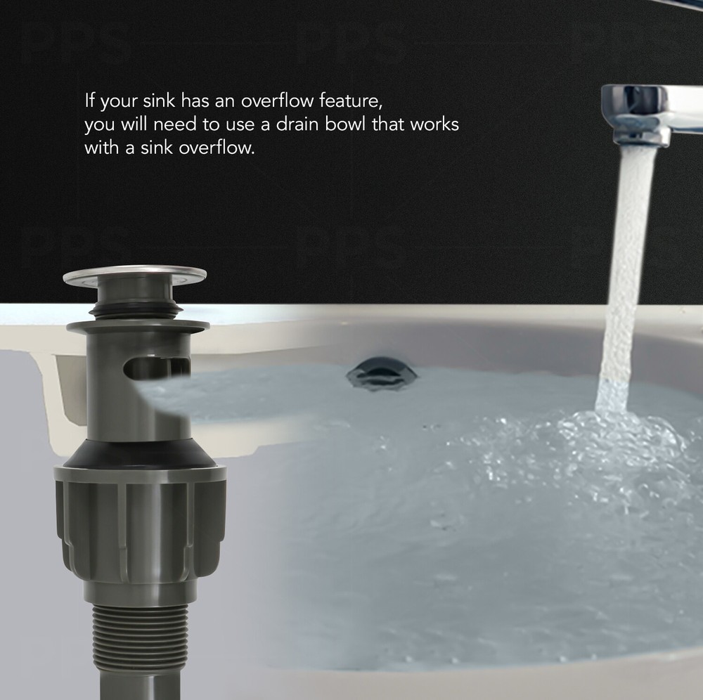 Bathroom Sink Pop-Up Drain Assembly with Overflow for vanity, Chrome