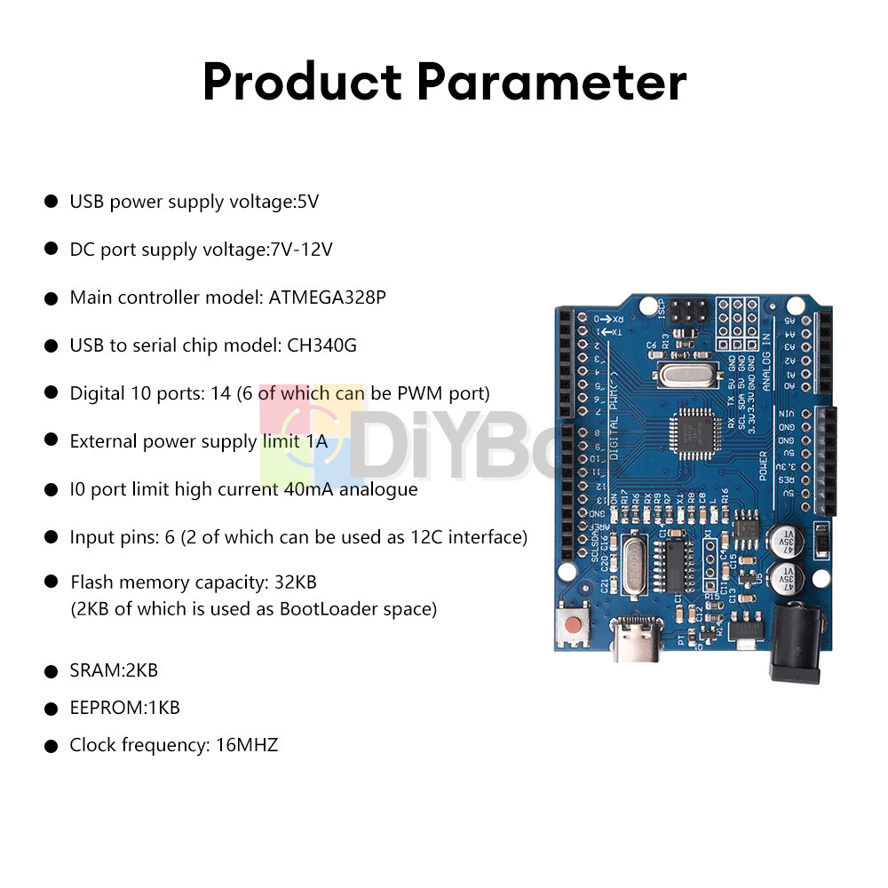 Development Board Atmega328P CH340G Type-C Improved Version For Arduino