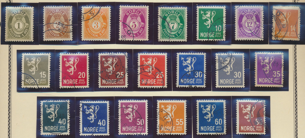 Norway Stamps Scott #187//202A, Used, 21 Different