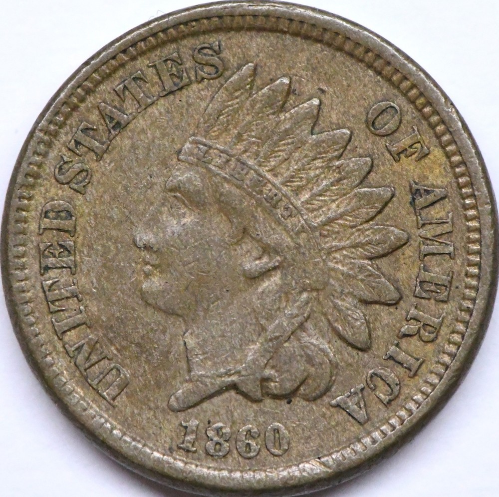 1860 indian head penny with rounded bust
