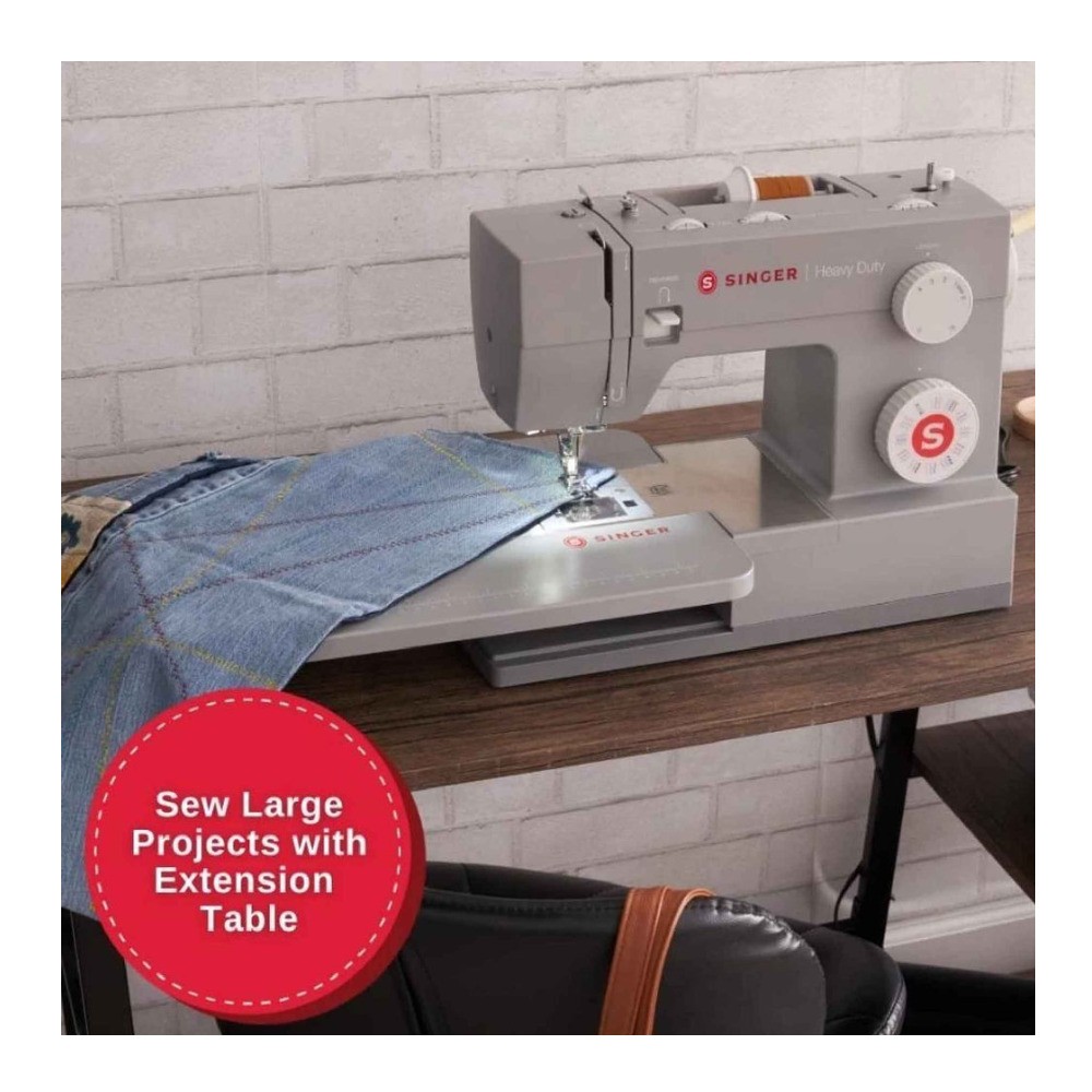 Singer Heavy Duty 6380 Sewing Machine with Extension Table (Gray)
