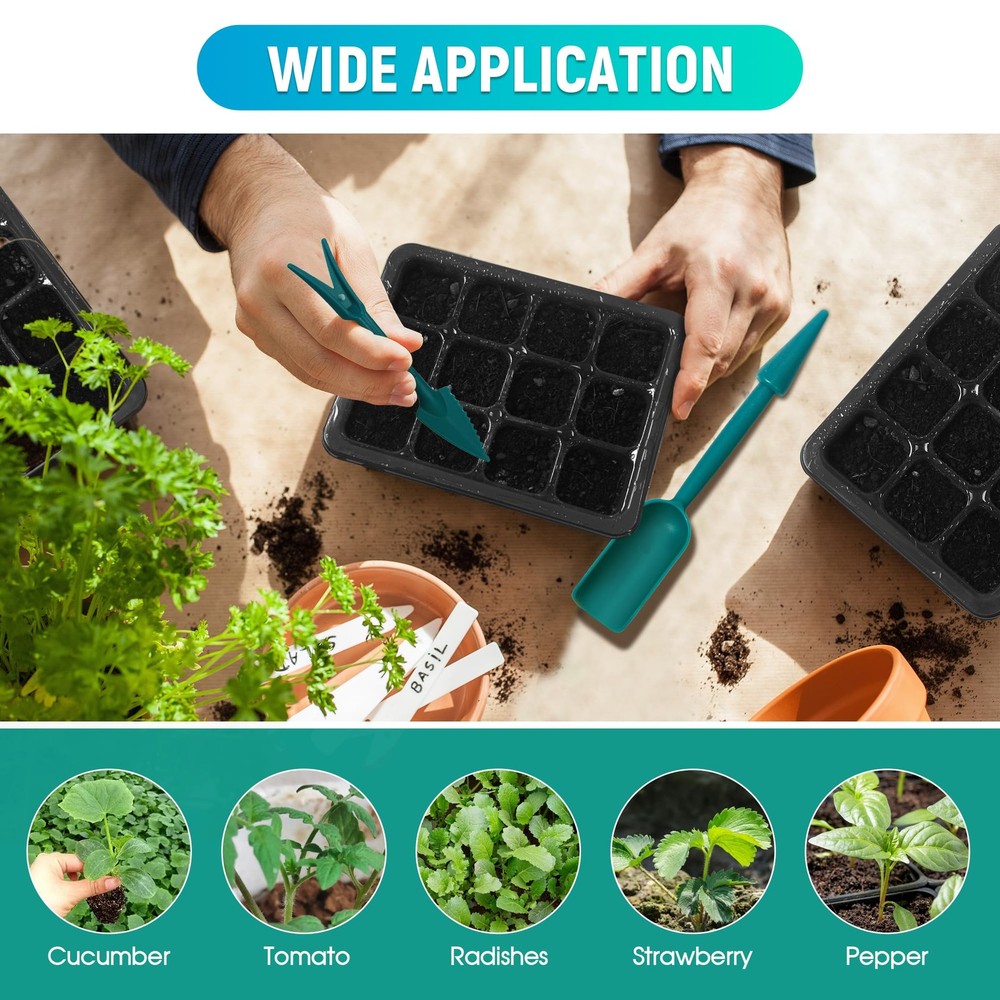 Seed Starter Tray W/ Grow Light Timing Controller & Humidity Dome 12 Cell 6 Set