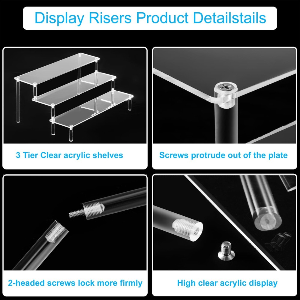 Large Acrylic Display Risers, Perfume Stand Organizer, Clear Acrylic Shelf Ri...