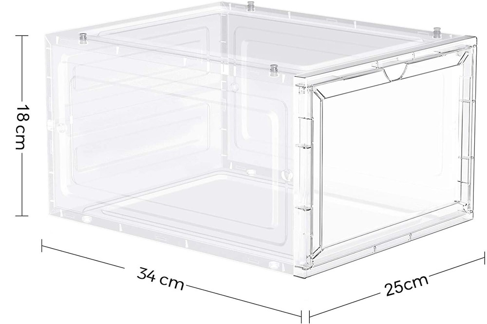 12x Clear Shoe Boxes Hard Plastic Magnetic Sneaker Storage Organizer Stackable