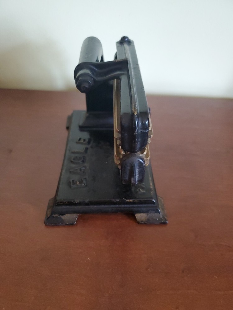 Antique EAGLE Fluting Cast Iron & Brass Wood Hand Crank Tool Machine