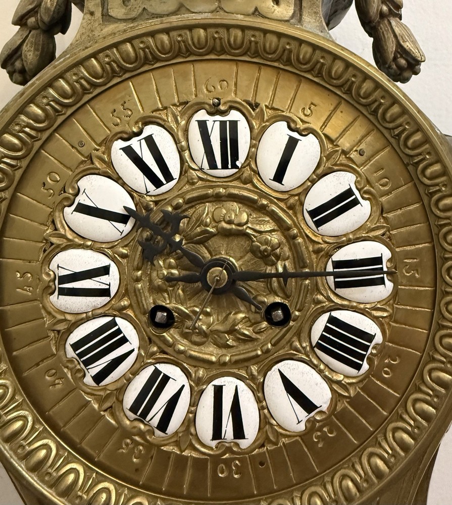 Antique French Brass Wall Clock