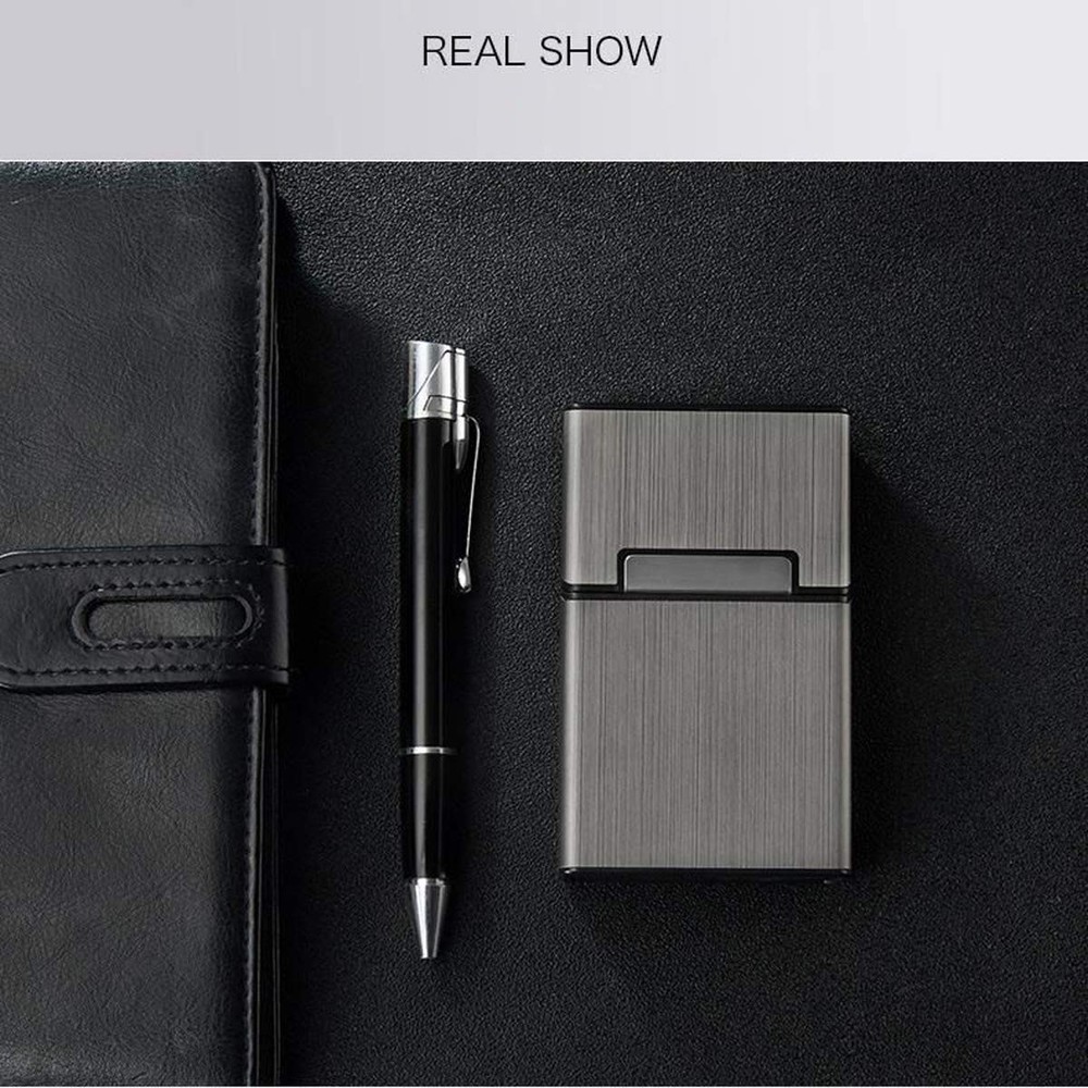 Cigarette Case Brushed Metal Cigarette Case with Magnetic Switch Flip Closure,20