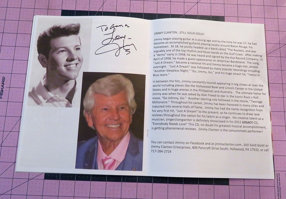 2013 Jimmy Clanton Autographed Program Rock and Roll Legends
