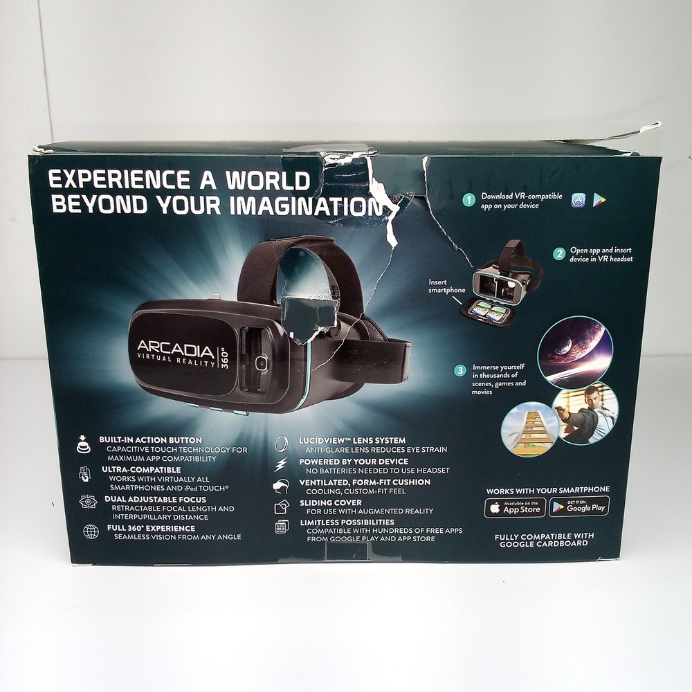 Arcadia Virtual 360 Reality Headset Smart Phones Google Apple