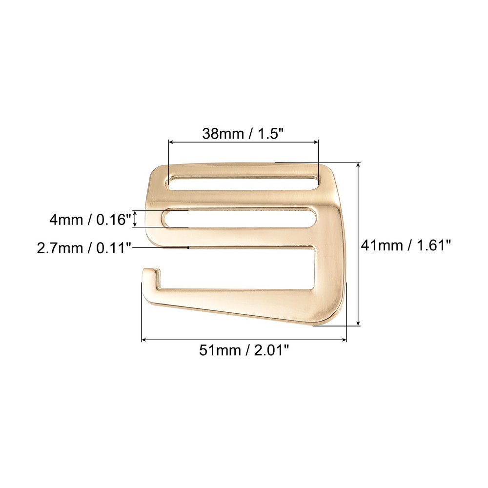 1.5" Webbing Release G Hook Buckle Adjusters for Backpack Strap, 4Pcs Gold