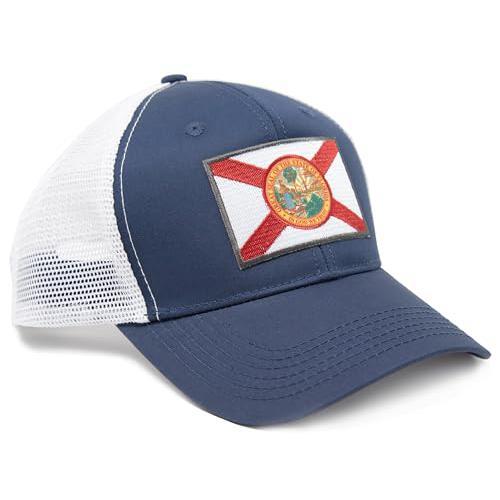 Florida State Flag Trucker Cap, Baseball, Snapback (Navy)