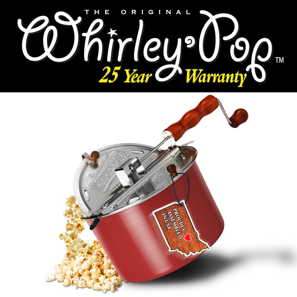 Original Whirley Pop Popcorn Maker - 6 Quart Culinary Popcorn Popper With One...