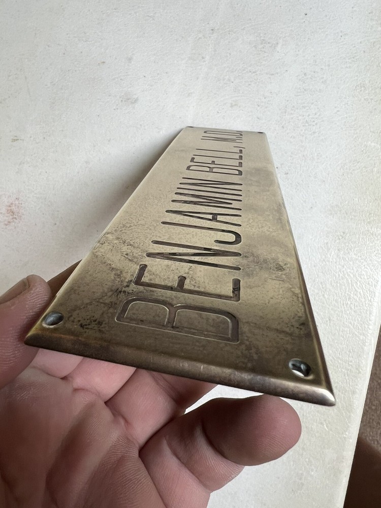 Vintage Brass Plaque Benjamin Bell MD doctors office DR