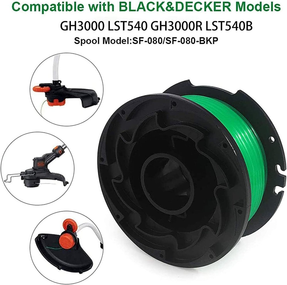 7Pack+1Cap For Black & Decker GH3000 SF-080 Grass Trimmer Replacement Spool Line