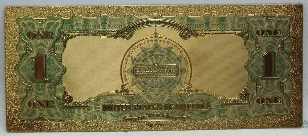 1899 Black Eagle $1 Silver Certificate Novelty 24K Gold Plated Note 6" - GFN03