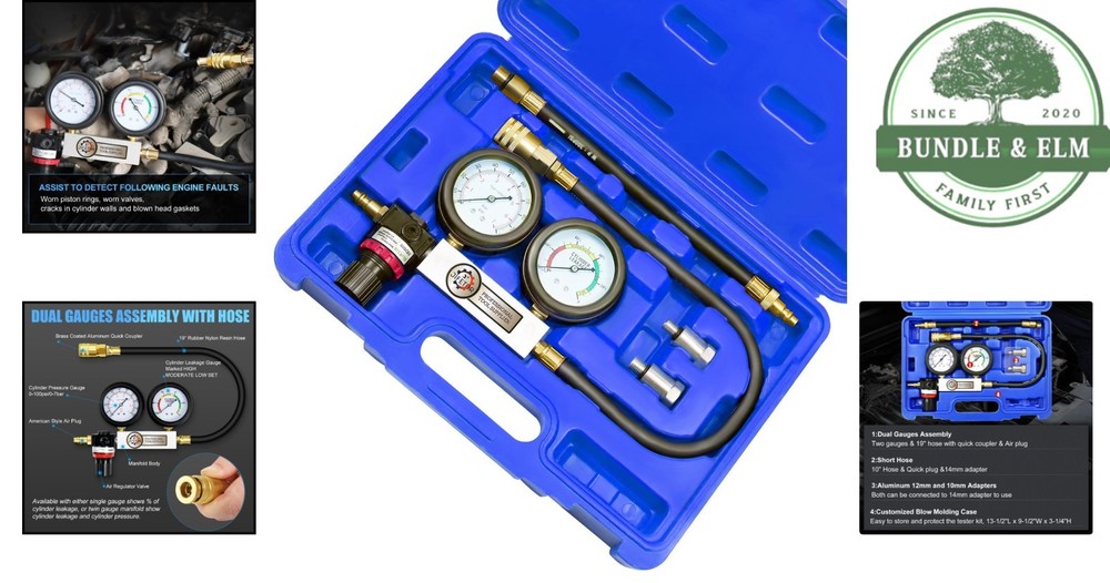 Cylinder Compression Leak Tester with Precision Gauges for Engine Health Check