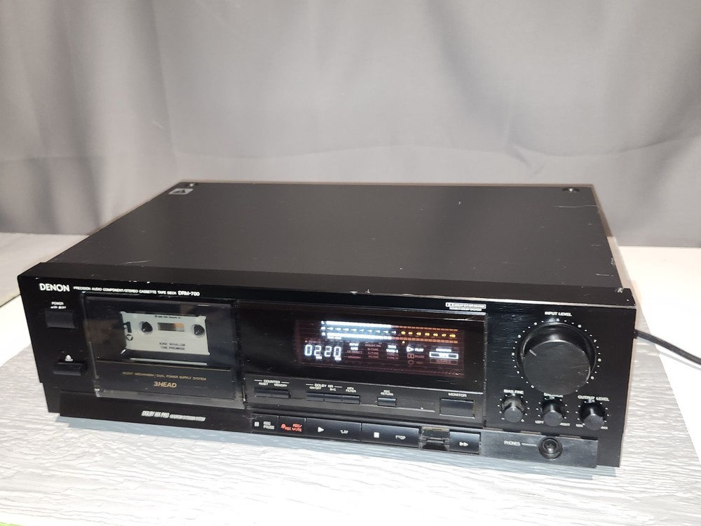 Denon DRM-700 Stereo Cassette Deck - *MISSING REWIND BUTTON, but WORKS NICELY