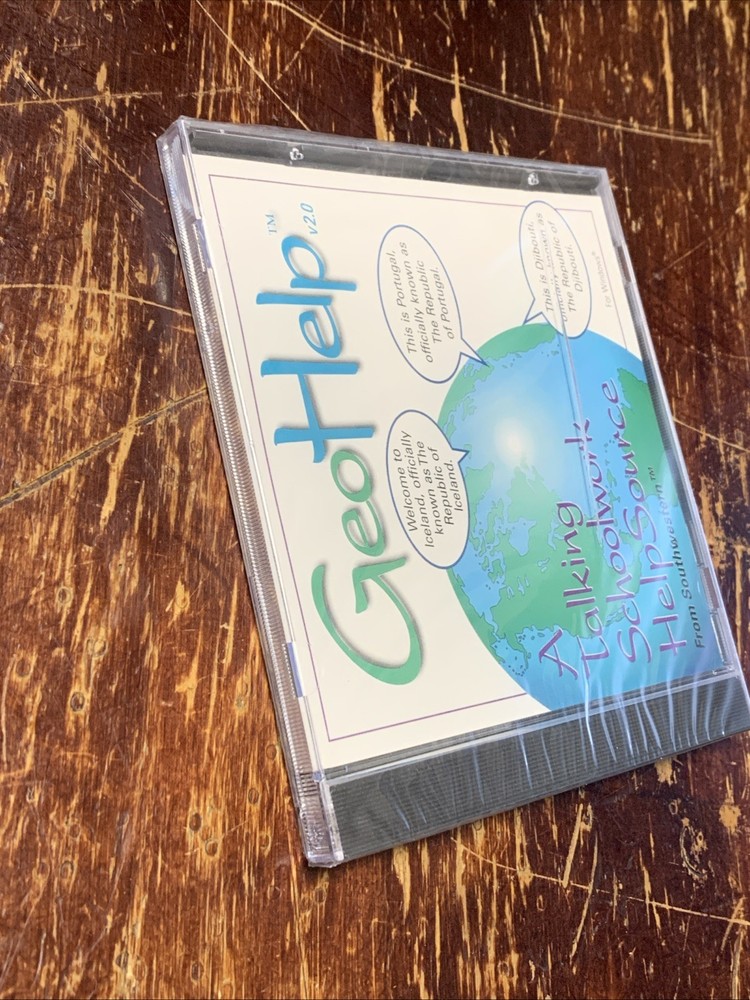 1998 GeoHelp - A Talking Schoolwork Help Source VTG. Computer Disc - Windows New