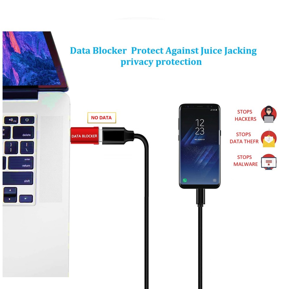 Ansumg USB Data Blocker Type A Only for Charge,Protect 5 Red