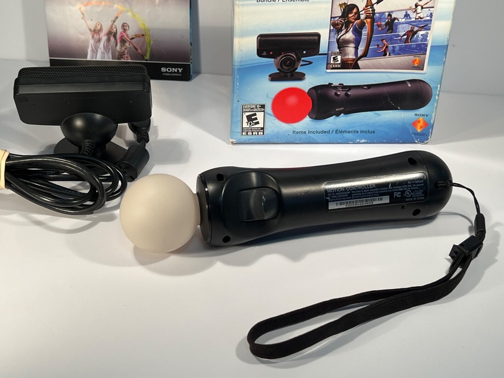 PS3 Playstation Move Bundle With Original Box - Controller, Camera, And Cable