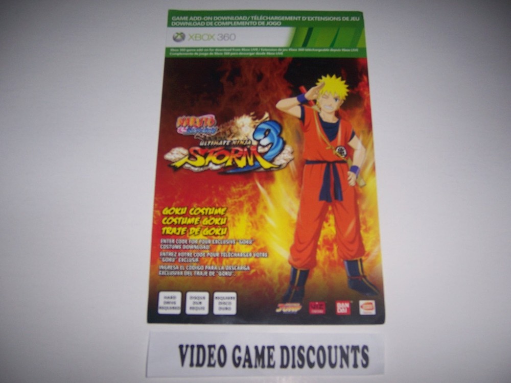 NARUTO ULTIMATE NINJA STORM 3 DLC Costume Code Xbox 360 RARE - VALID & WORKING