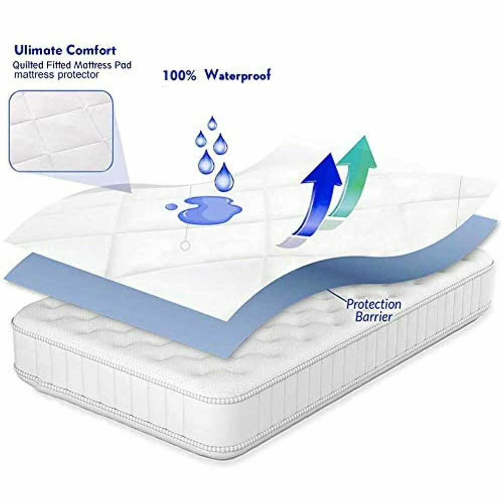 Ruili King Quilted Fitted Mattress Protector 100% Waterproof White